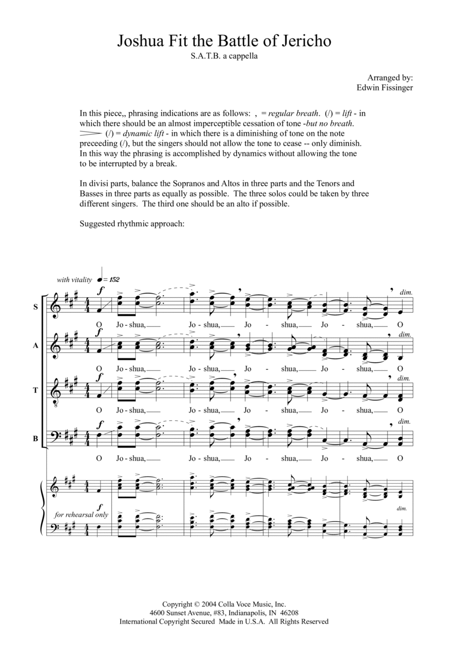 Joshua Fit The Battle Of Jericho 4-Part scores gallery preview page 1