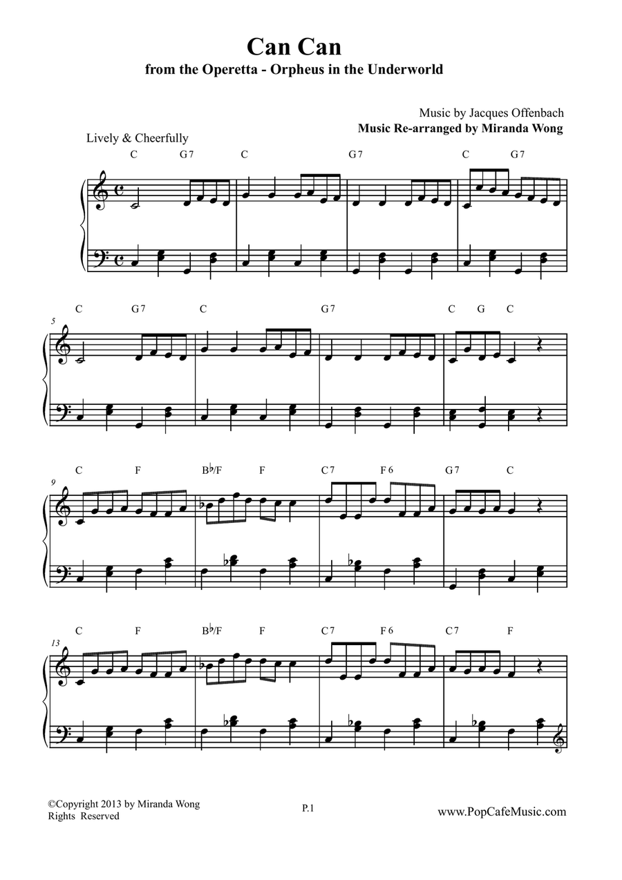 Can Can (from Orpheus In The Underworld) in C Key - Classical Piano Solo 4-Part scores gallery preview page 2