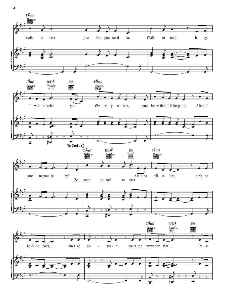Talk To Me Piano, Vocal, Guitar scores gallery preview page 4