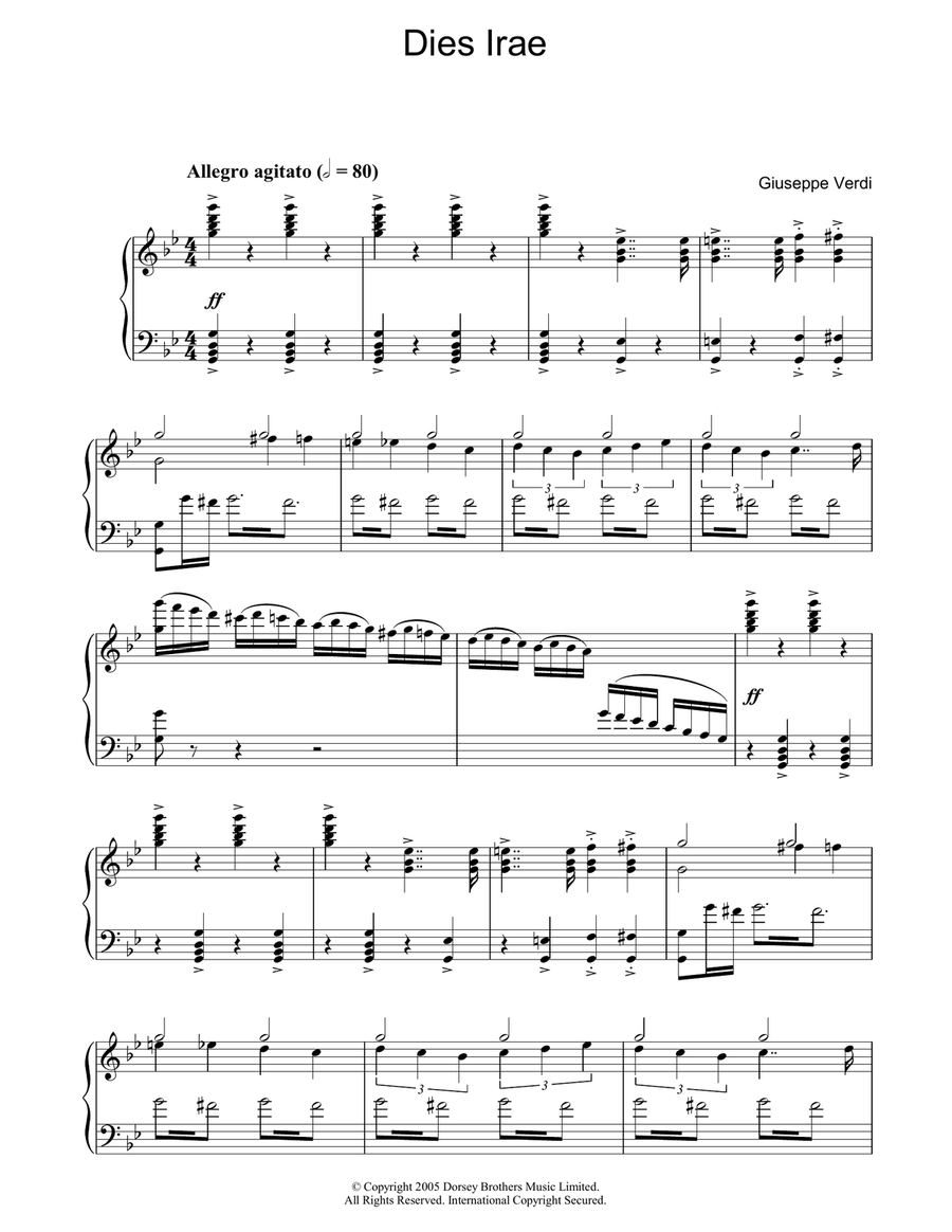 Dies Irae From 'Requiem' Dies Irae From 'Requiem' Piano Solo scores gallery preview page 1