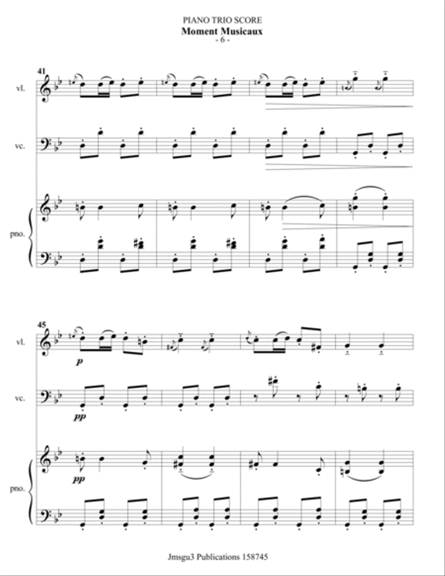 Schubert: Moment Musicaux for String Trio String Trio scores gallery preview page 6