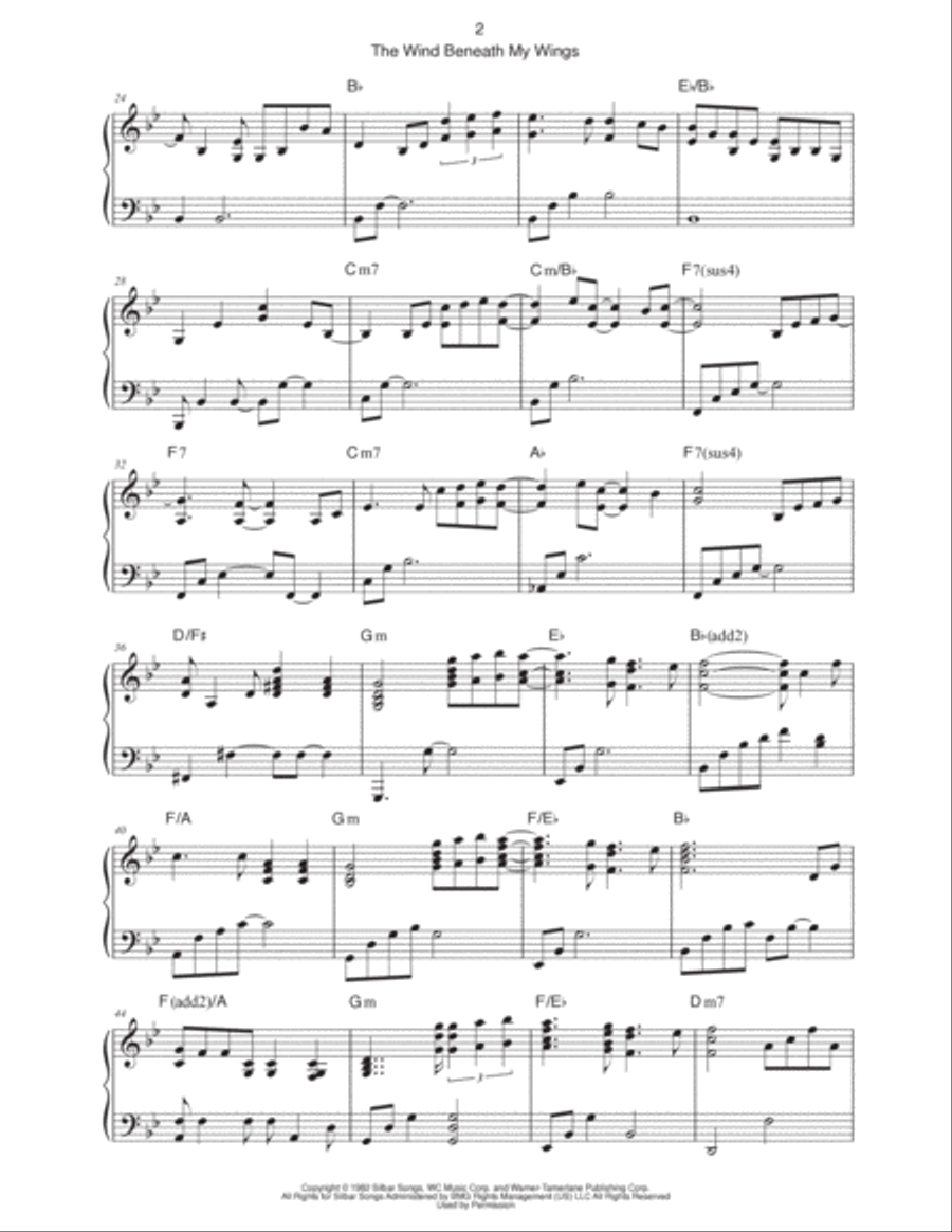 The Wind Beneath My Wings Piano Solo scores gallery preview page 2