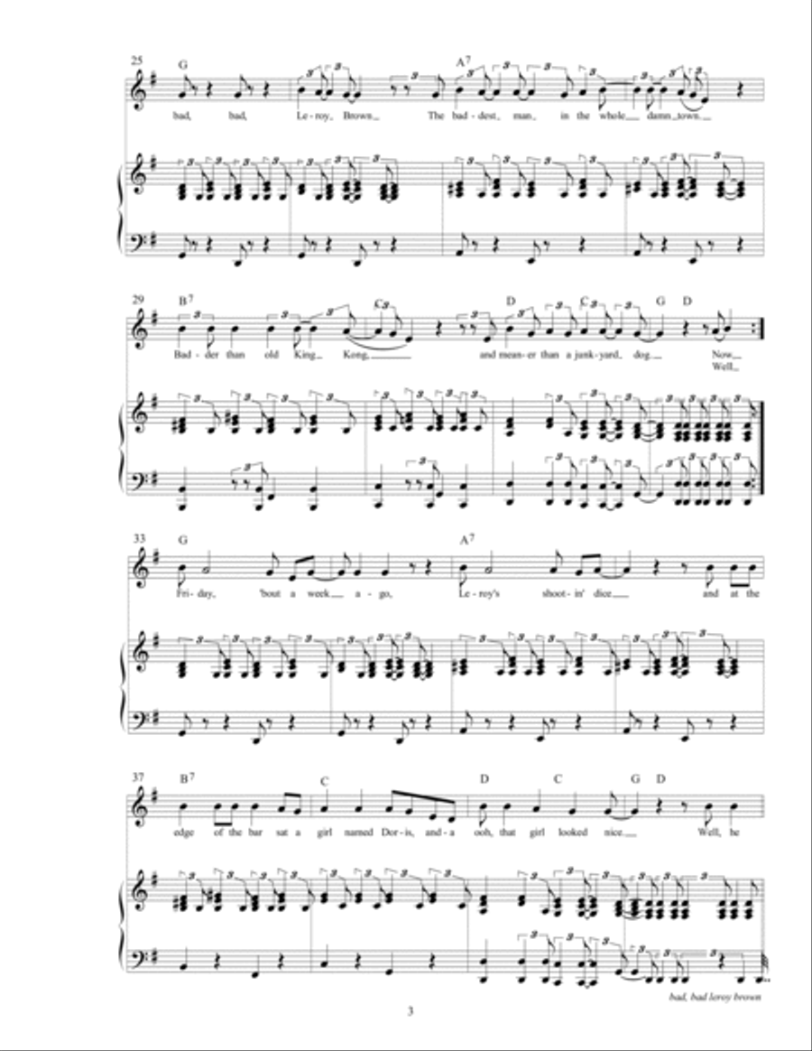 Bad, Bad Leroy Brown Piano, Vocal, Guitar scores gallery preview page 5