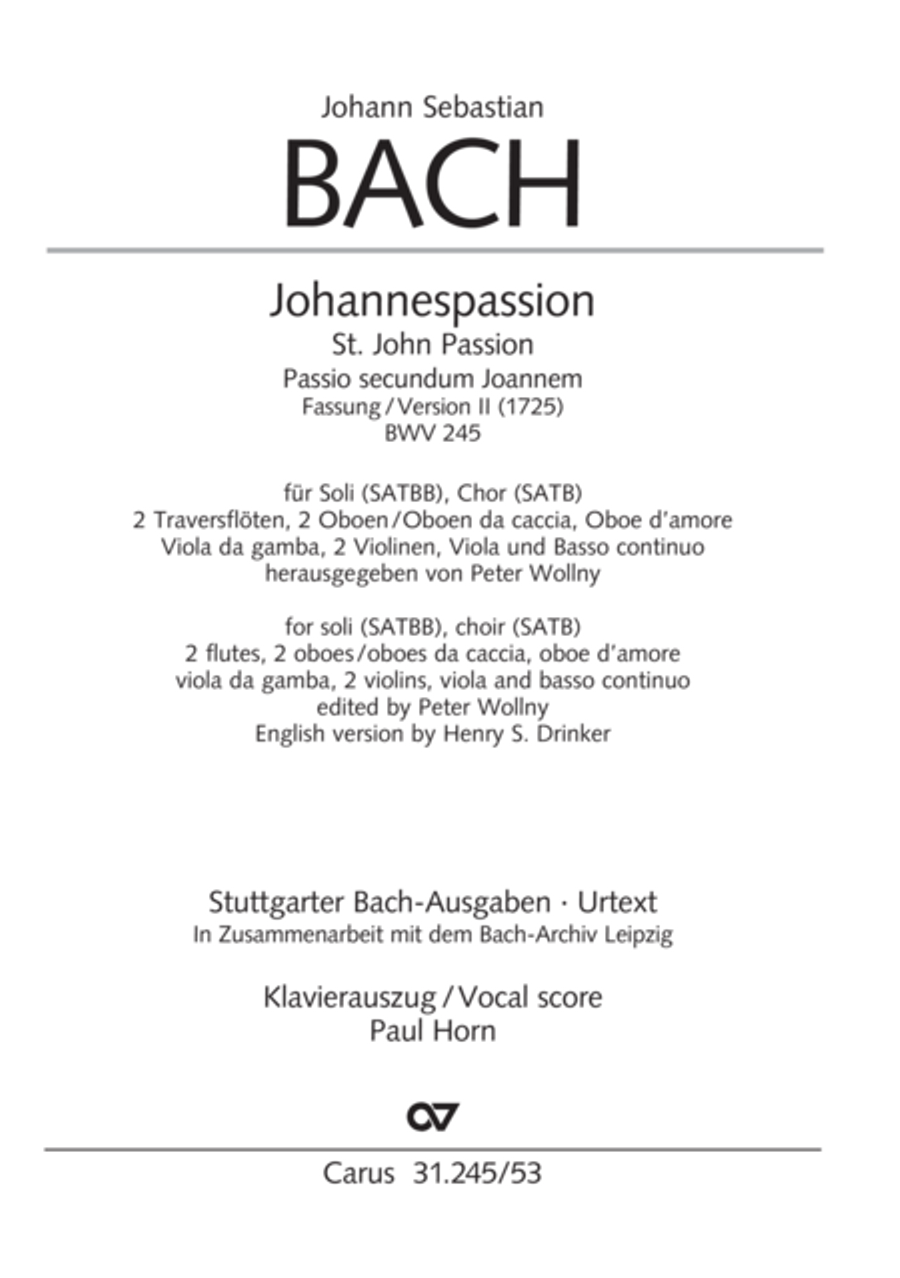 St. John Passion (Johannes-Passion) 4-Part scores gallery preview page 2