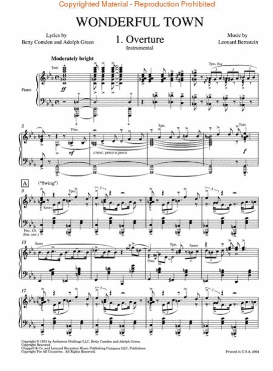 Wonderful Town Piano, Vocal scores gallery preview page 2