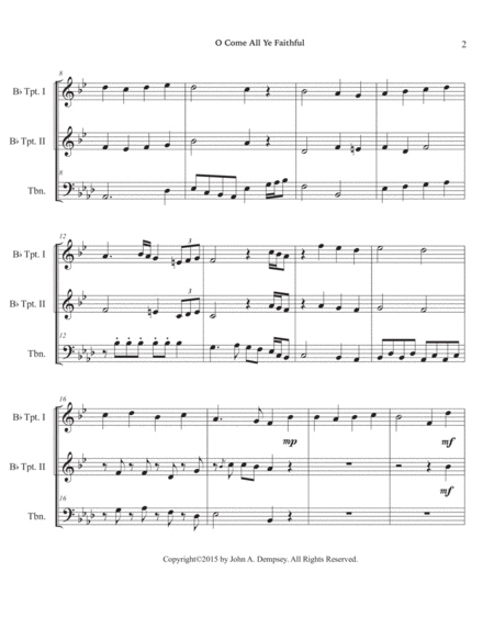 O Come All Ye Faithful (Brass Trio): Two Trumpets and Trombone image number null