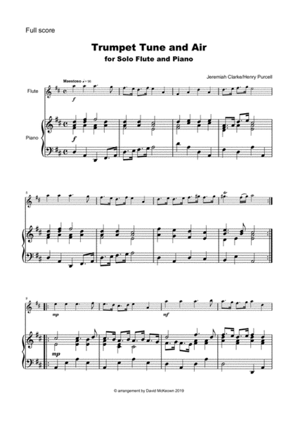 Trumpet Tune and Air, by Purcell; for solo Flute and Piano image number null