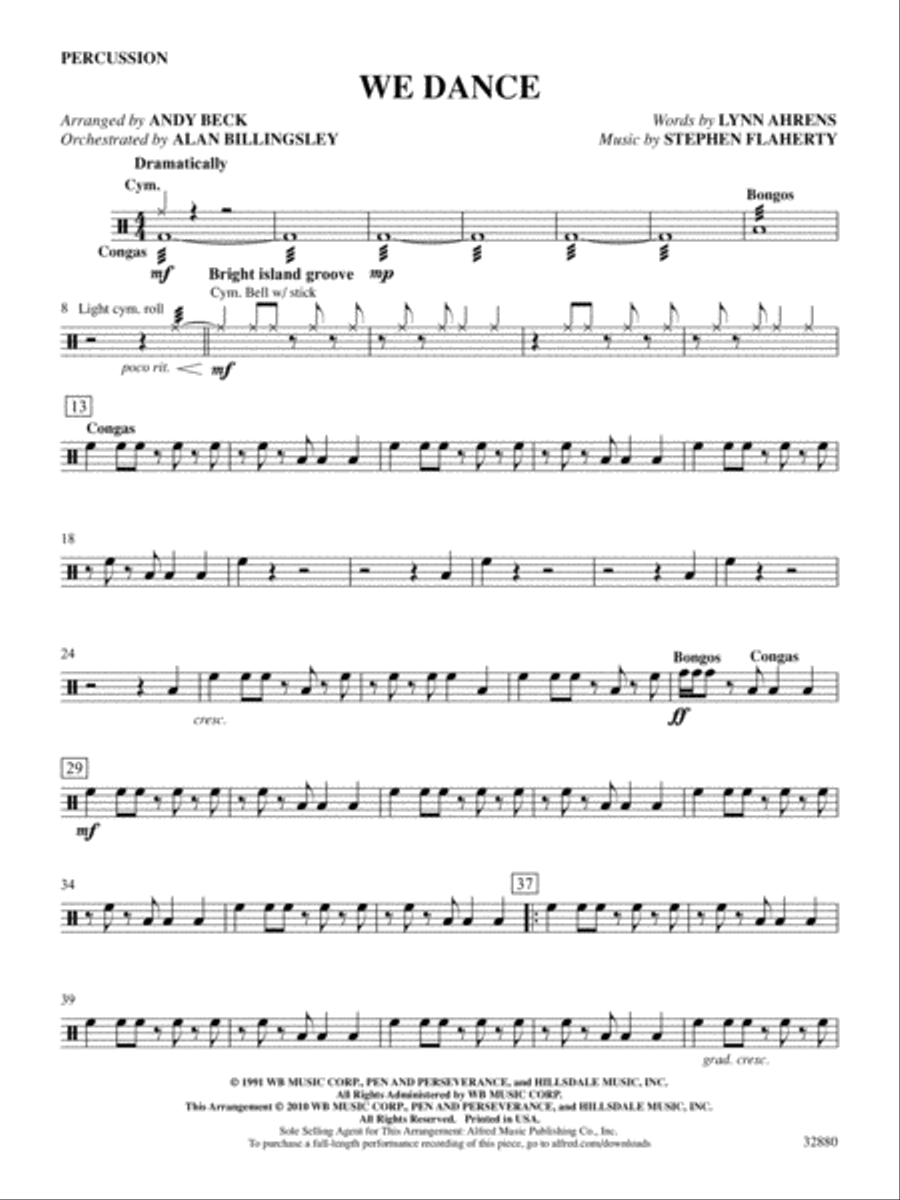 We Dance (from the musical Once on This Island): 1st Percussion Percussion scores gallery preview page 1