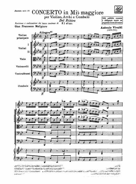 Concerto Per Violino, Archi E BC In Mi Bem Rv 256