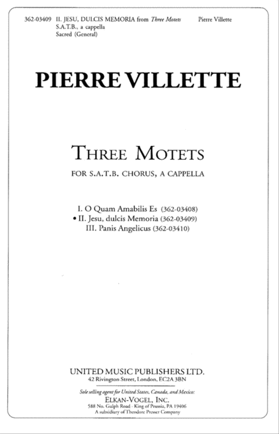 Three Motets 2. Jesu, Dulcis Memoria 4-Part scores gallery preview page 1
