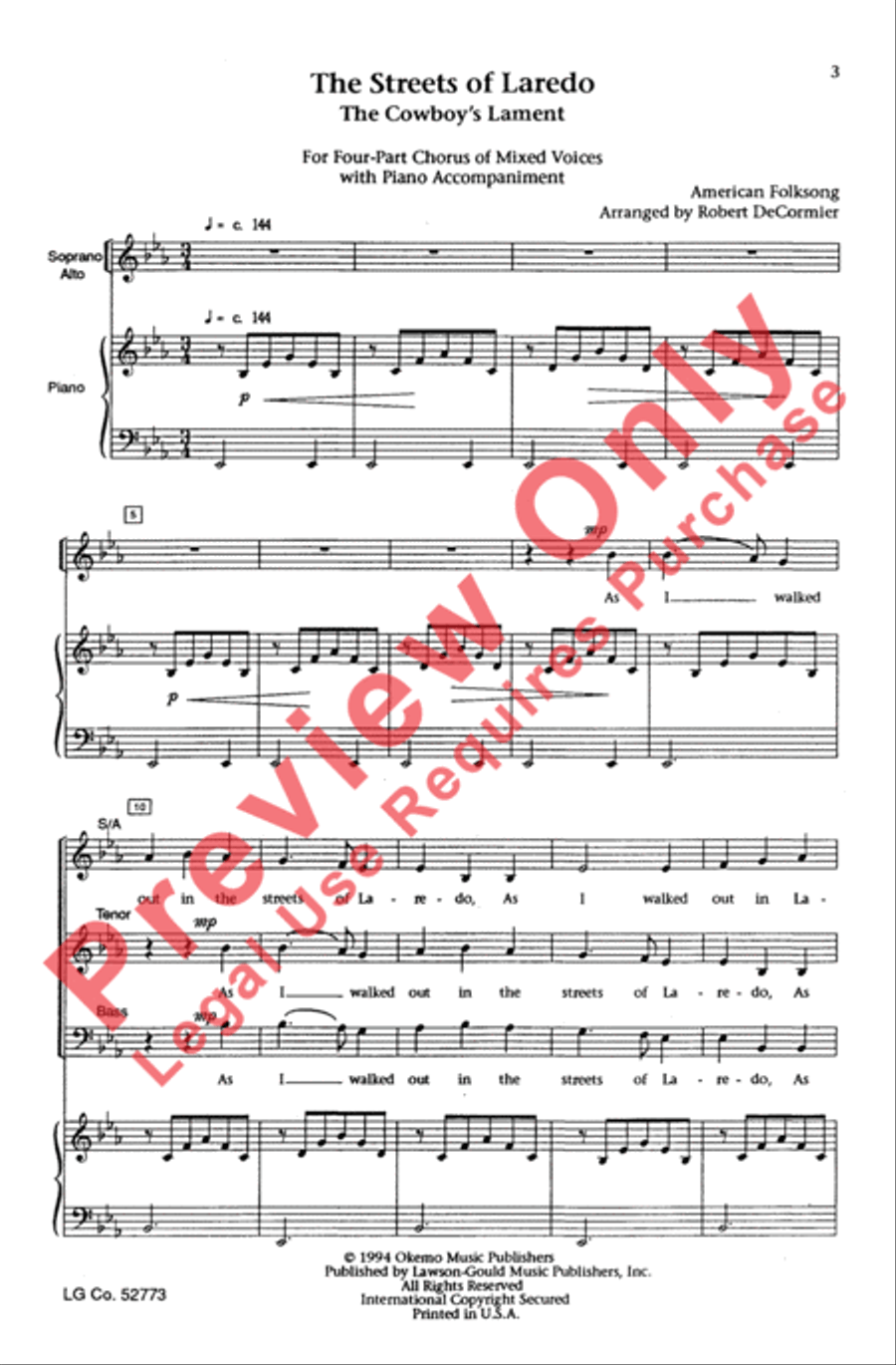 The Streets of Laredo 4-Part scores gallery preview page 2