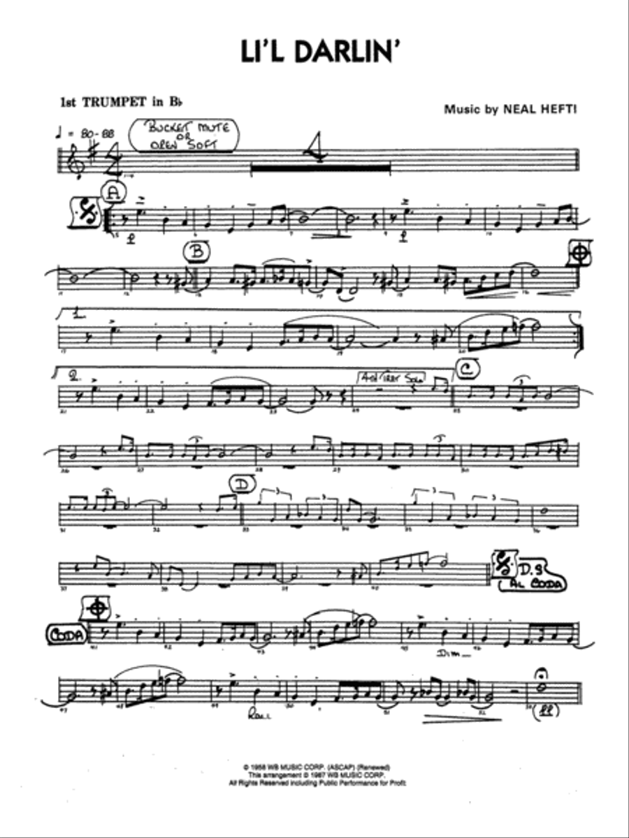 Li'l Darlin': 1st B-flat Trumpet Jazz Ensemble scores gallery preview page 1