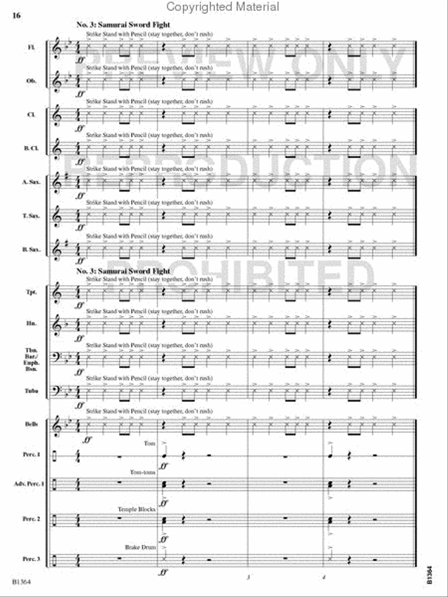 Battle of the Samurai Concert Band scores gallery preview page 15