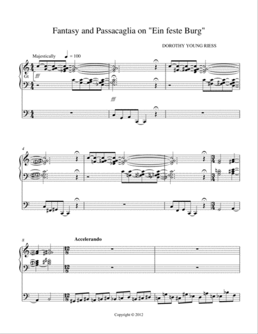 Fantasy and Passacaglia on Ein Feste Burg (A Mighty Fortress) Organ Solo scores gallery preview page 1