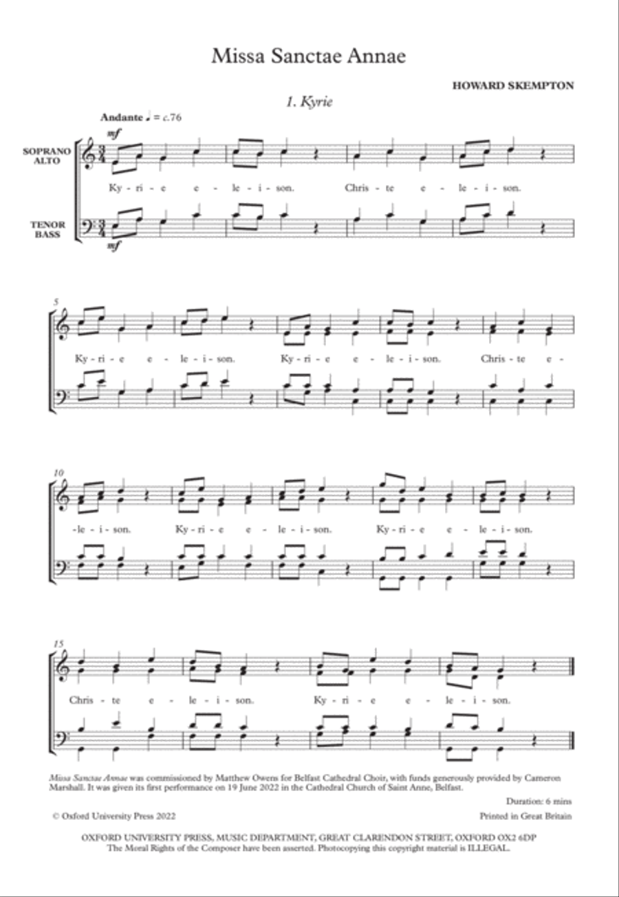 Missa Sanctae Annae and Hoc Corpus 4-Part scores gallery preview page 2