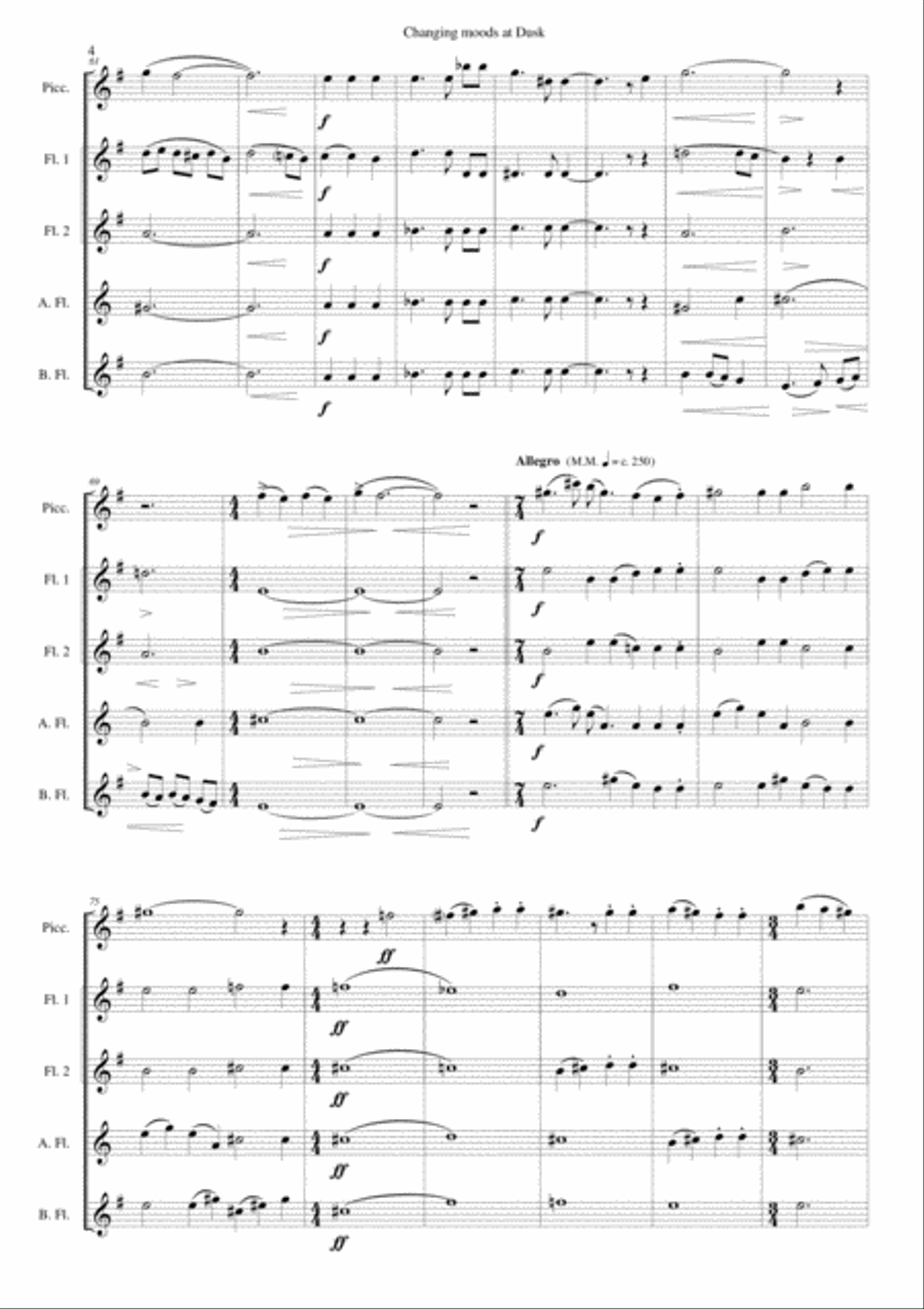 Changing moods at dusk for flute and piccolo quintet Piccolo scores gallery preview page 4