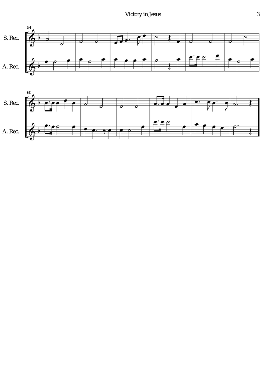 6 simple duets based on hymns, for soprano recorder and alto recorder Woodwind Duet scores gallery preview page 4