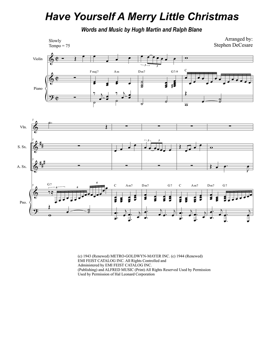 Have Yourself A Merry Little Christmas from MEET ME IN ST. LOUIS Woodwind Duet scores gallery preview page 1