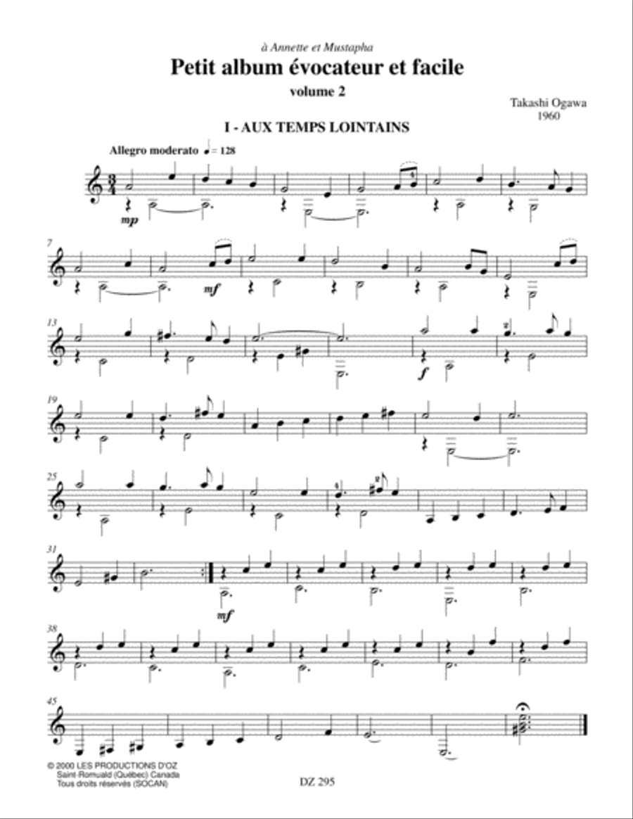 Petit album évocateur et facile, vol. 2 Classical Guitar scores gallery preview page 3
