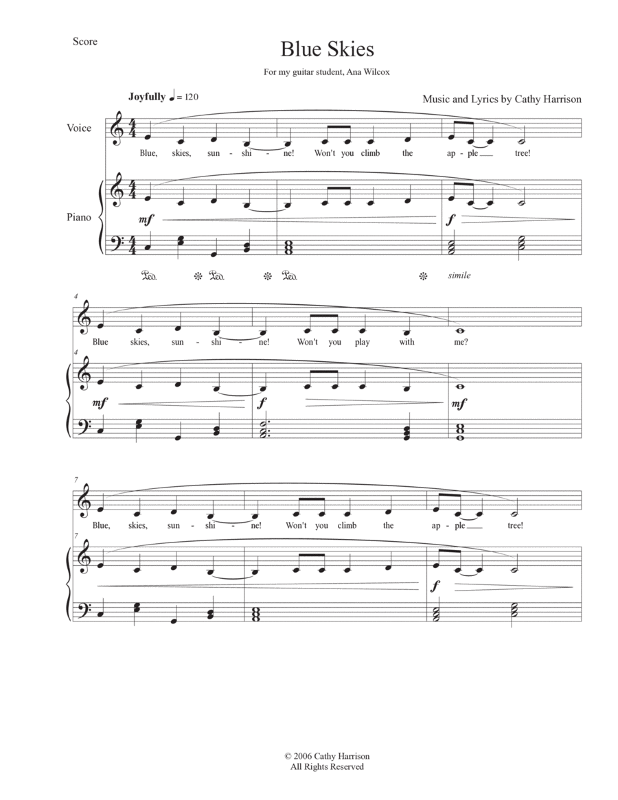 Blue Skies Piano, Vocal, Guitar scores gallery preview page 1