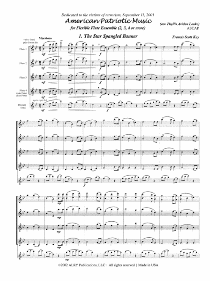 American Patriotic Music (Flexible Flute Ensemble) Flute Choir scores gallery preview page 2