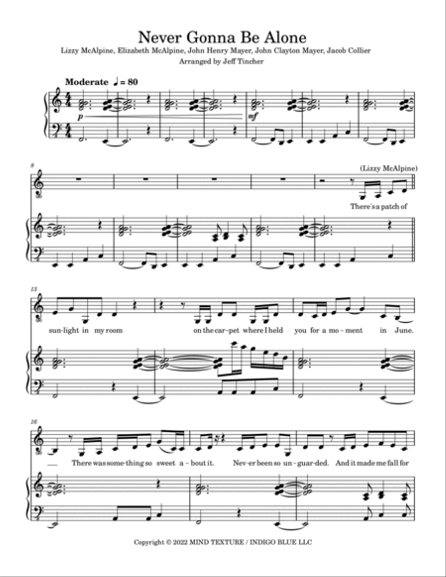 Never Gonna Be Alone Piano, Vocal, Guitar scores gallery preview page 2