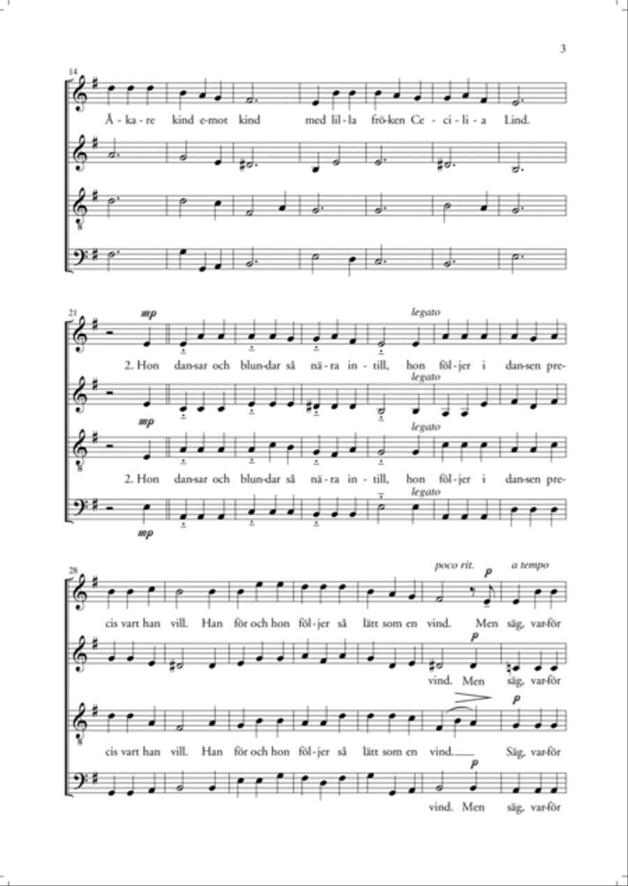 Balladen om herr Fredrik Akare och den söta fröken Cecilia Lind 4-Part scores gallery preview page 3