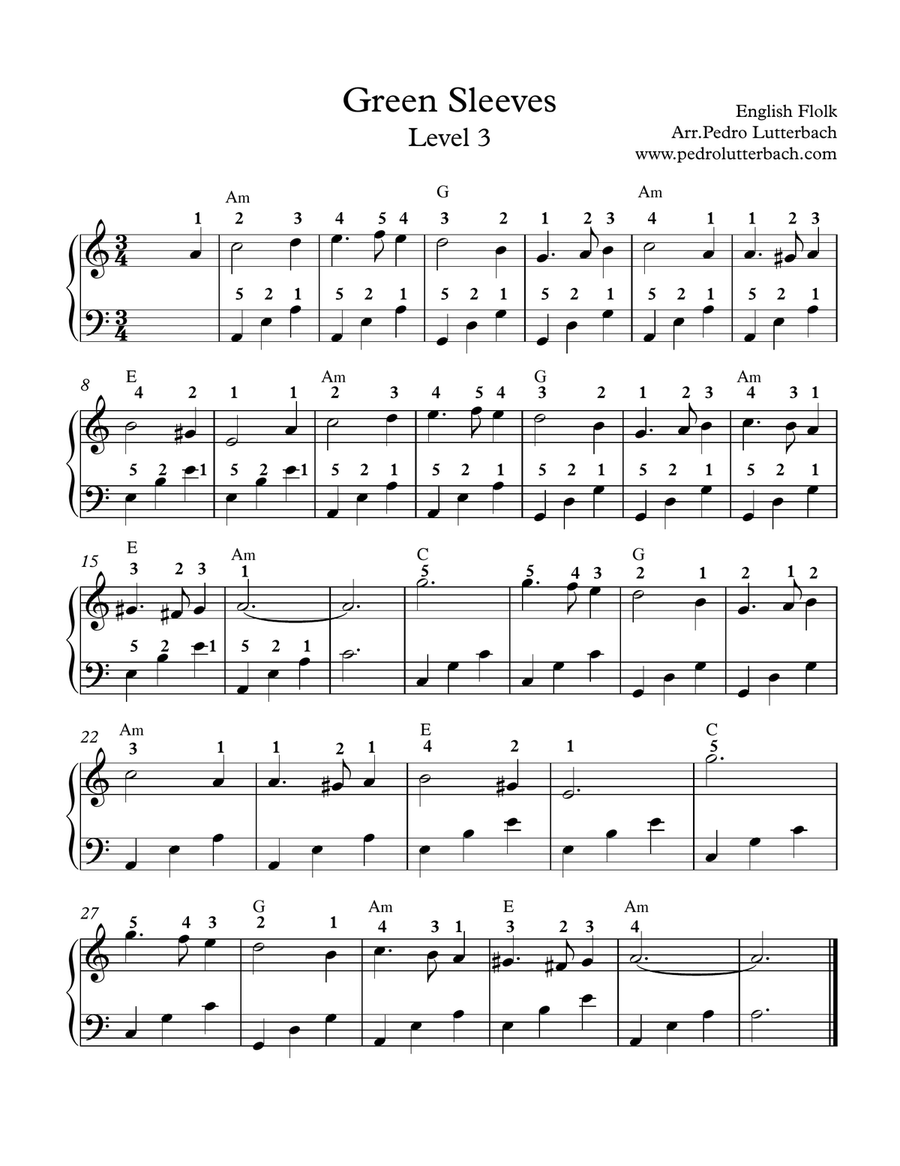 Green Sleeves Piano, Vocal scores gallery preview page 1