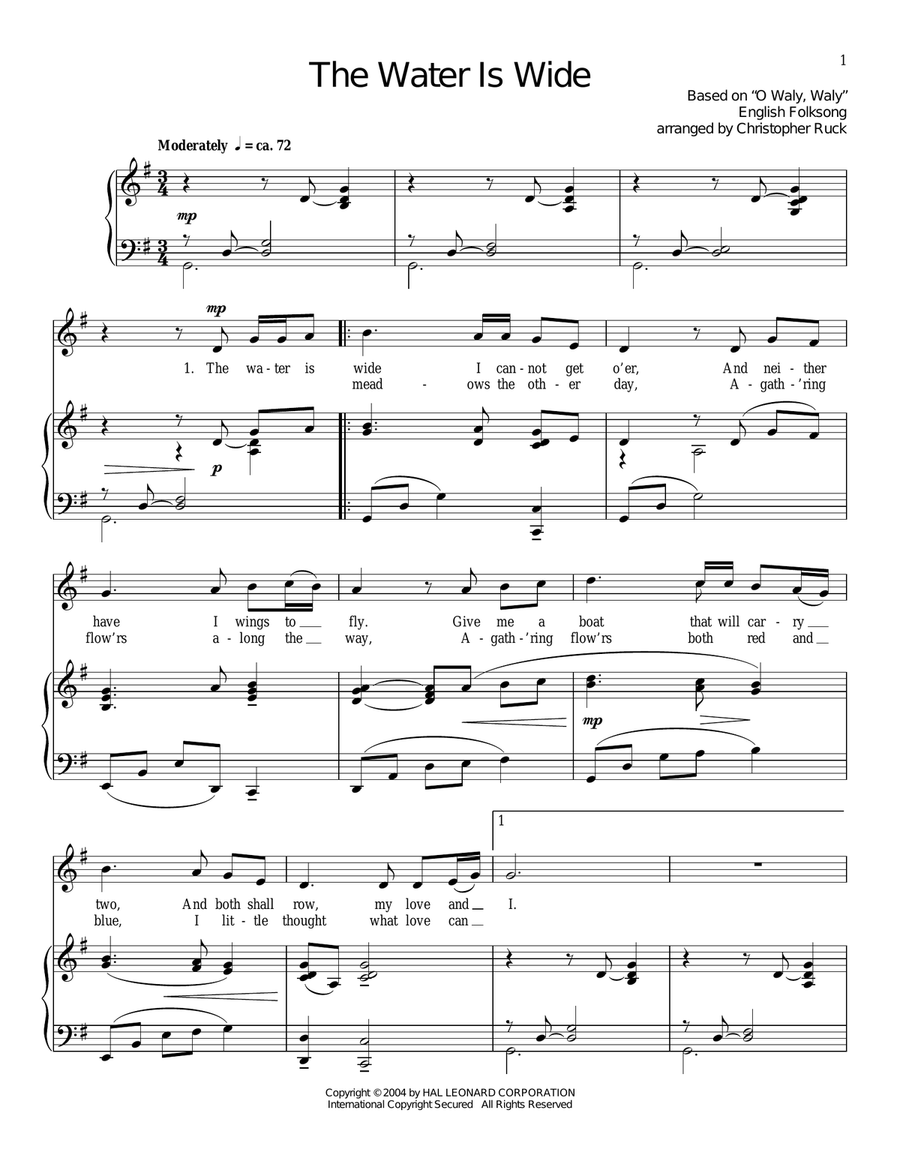The Water Is Wide The Water Is Wide Piano, Vocal scores gallery preview page 1