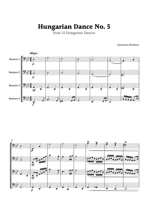 Hungarian Dance No. 5 by Brahms for Bassoon Quartet