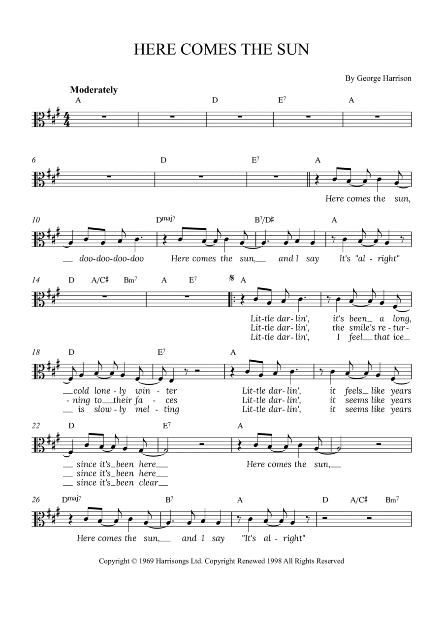 Here Comes The Sun Viola Solo scores gallery preview page 1