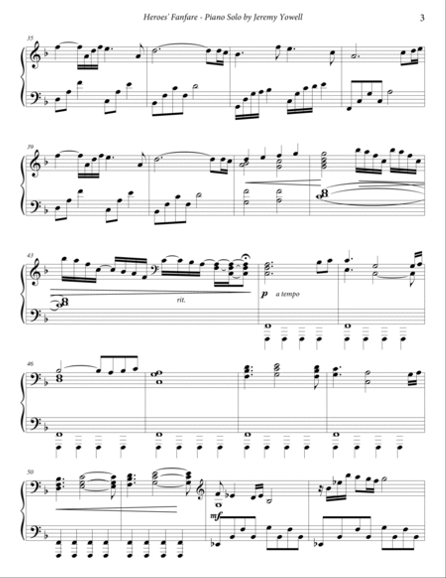 Heroes' Fanfare Piano Solo scores gallery preview page 3