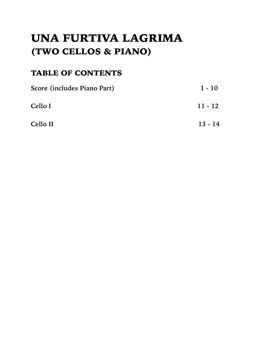 Una Furtiva Lagrima (One Furtive Tear): Trio for Two Cellos and Piano String Duet scores gallery preview page 4