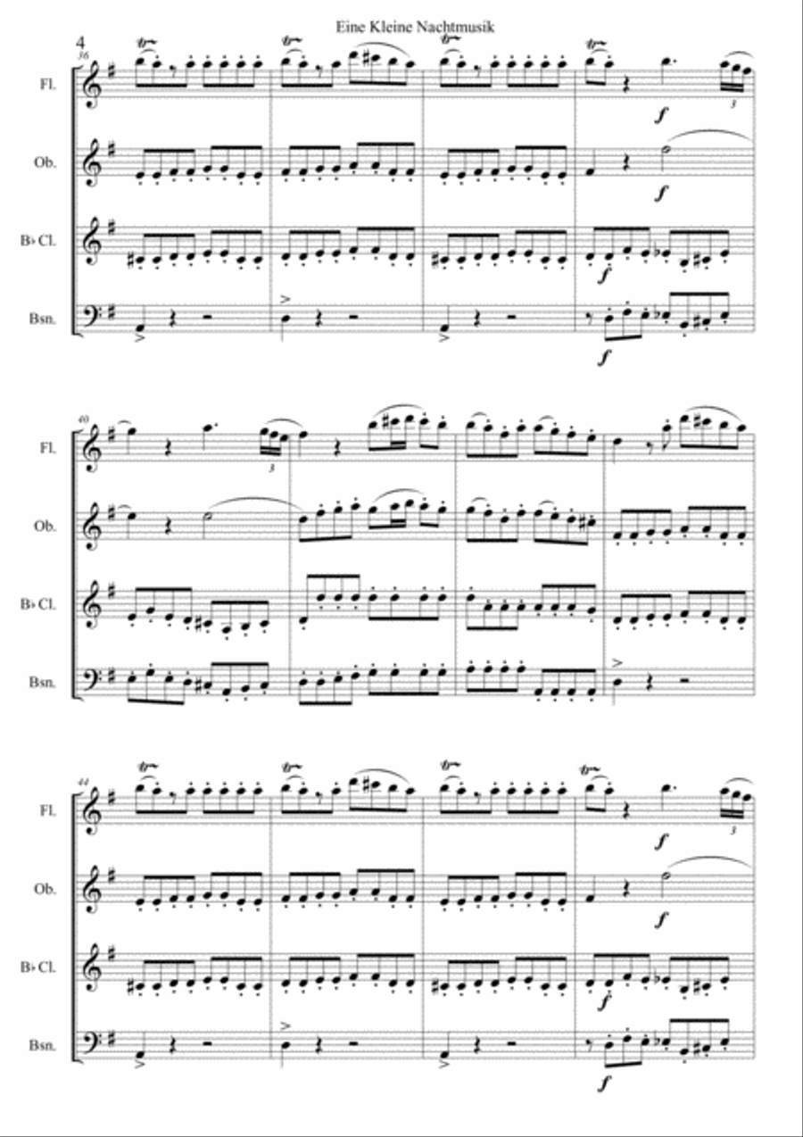 Eine Kleine Nachtmusik for Woodwind Quartet Woodwind Quartet scores gallery preview page 5