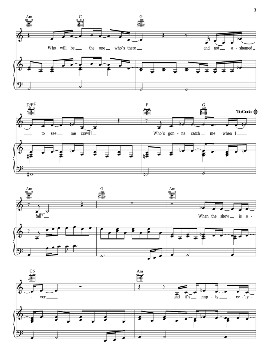 Catch Me When I Fall Piano, Vocal, Guitar scores gallery preview page 3