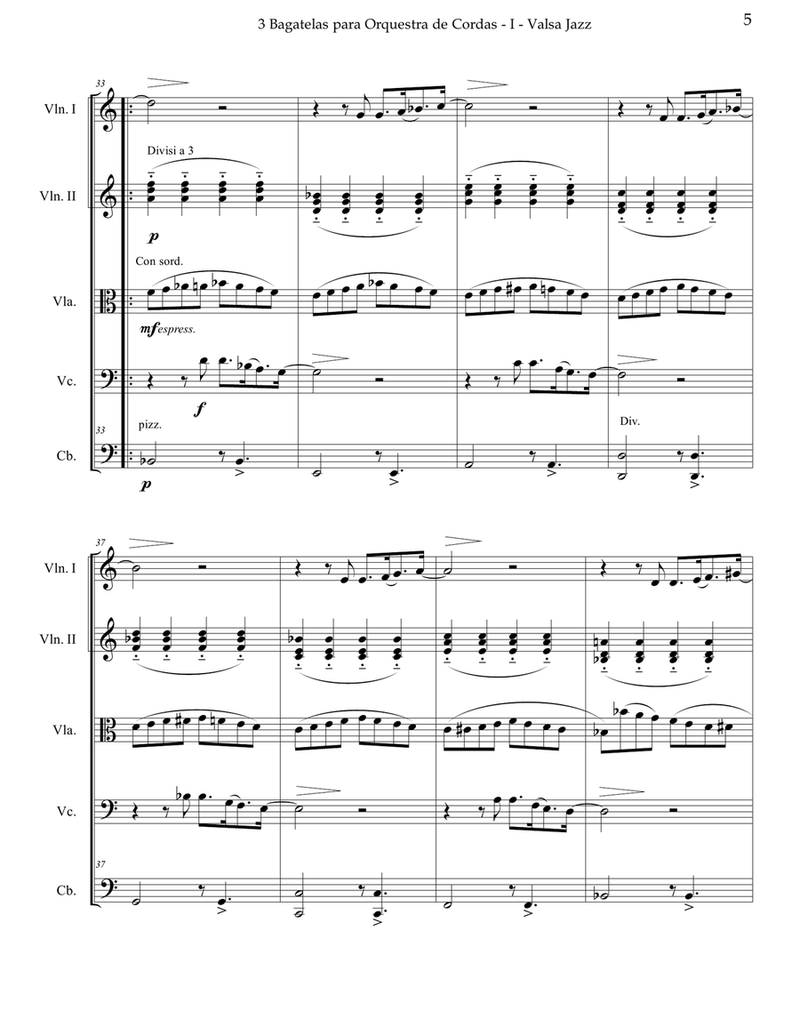 3 Bagatelas for String Orchestra Chamber Music scores gallery preview page 6