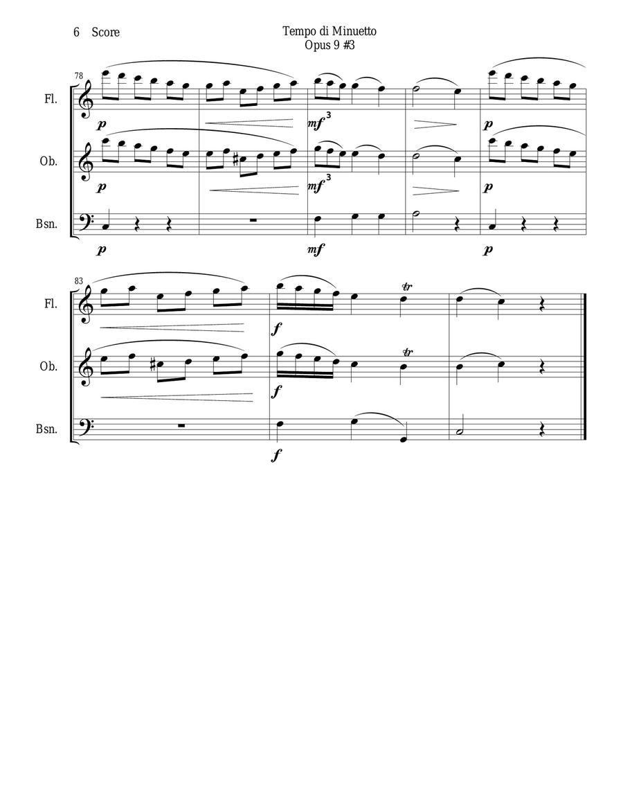 Minuet for Flute, Oboe and Bassoon Trio