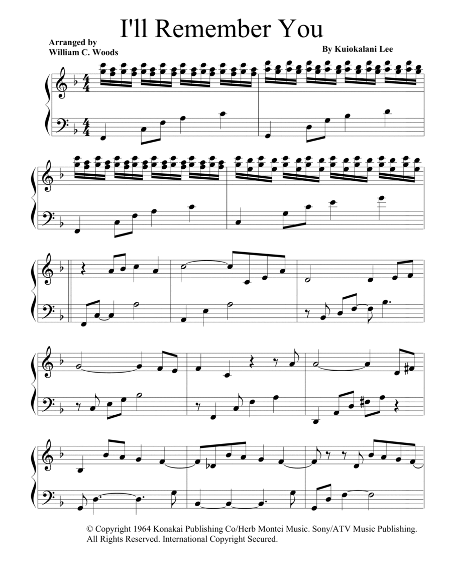 I'll Remember You Piano Solo scores gallery preview page 1