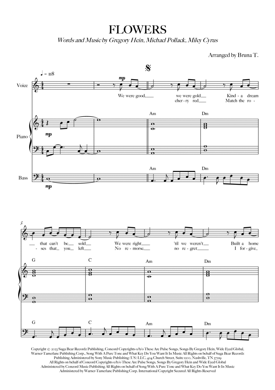 Flowers Bass Guitar scores gallery preview page 1