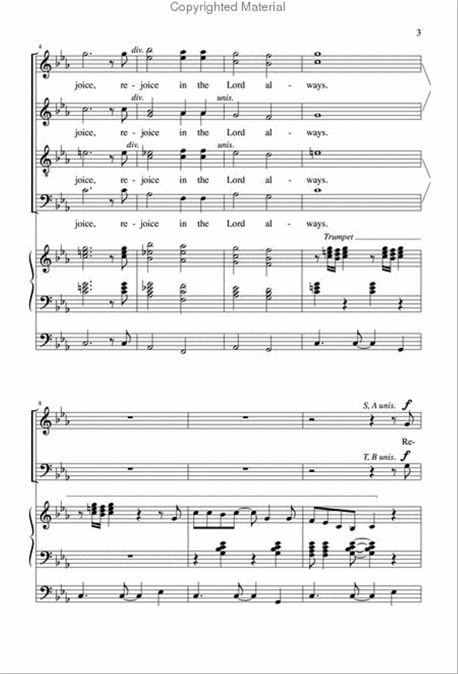 Rejoice in the Lord Always 4-Part scores gallery preview page 3