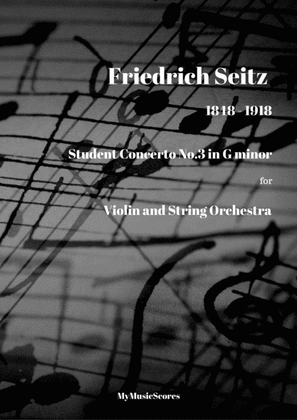 Book cover for Seitz Pupil's Violin Concerto No. 3 in G minor for Violin and String Orchestra