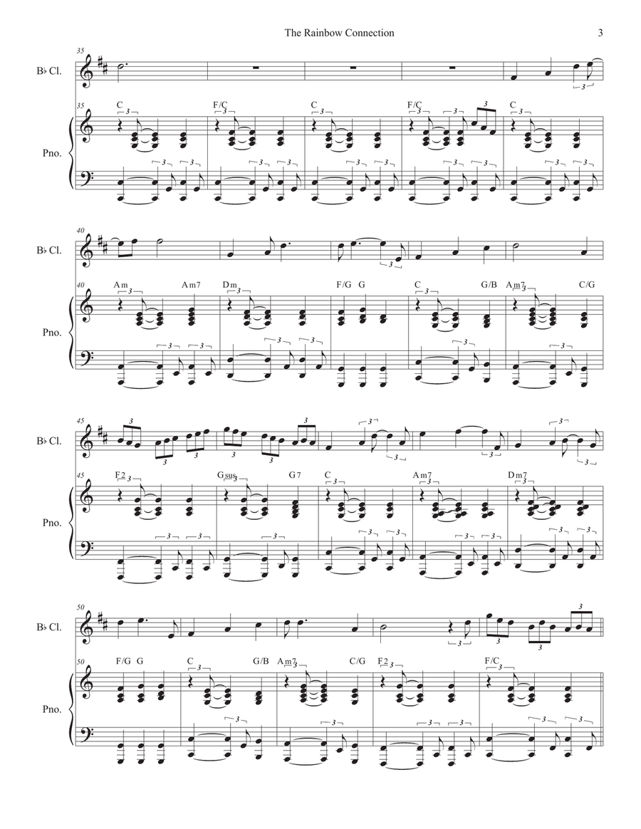 The Rainbow Connection Clarinet Solo scores gallery preview page 3