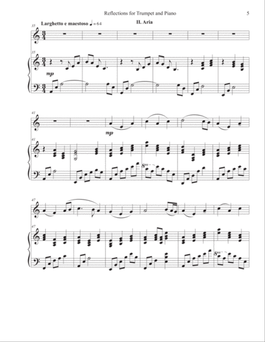 Refections for Trumpet and Piano Trumpet Solo scores gallery preview page 6