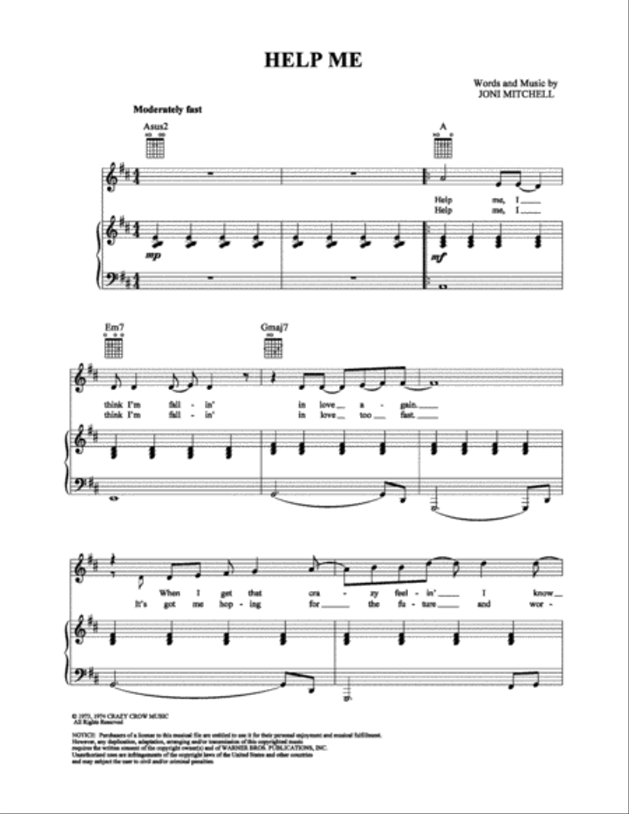 Help Me Help Me Piano, Vocal, Guitar scores gallery preview page 1