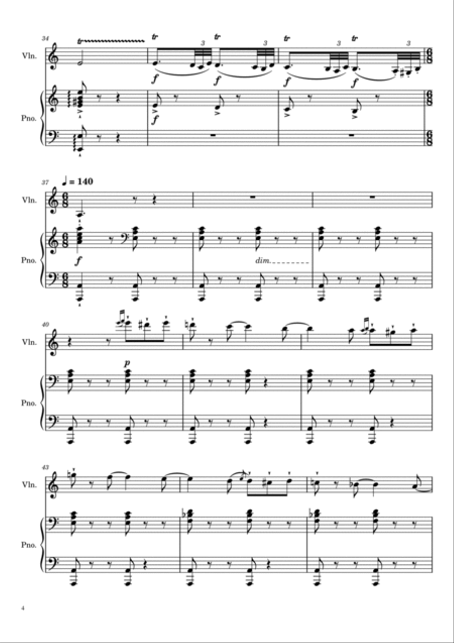 Saint Saëns - Introduction et Rondo Capriccioso Op.28 - For Piano and Violin Saint Saëns - Introduction et Rondo Capriccioso Op.28 - For Piano and Violin Violin Solo scores gallery preview page 4
