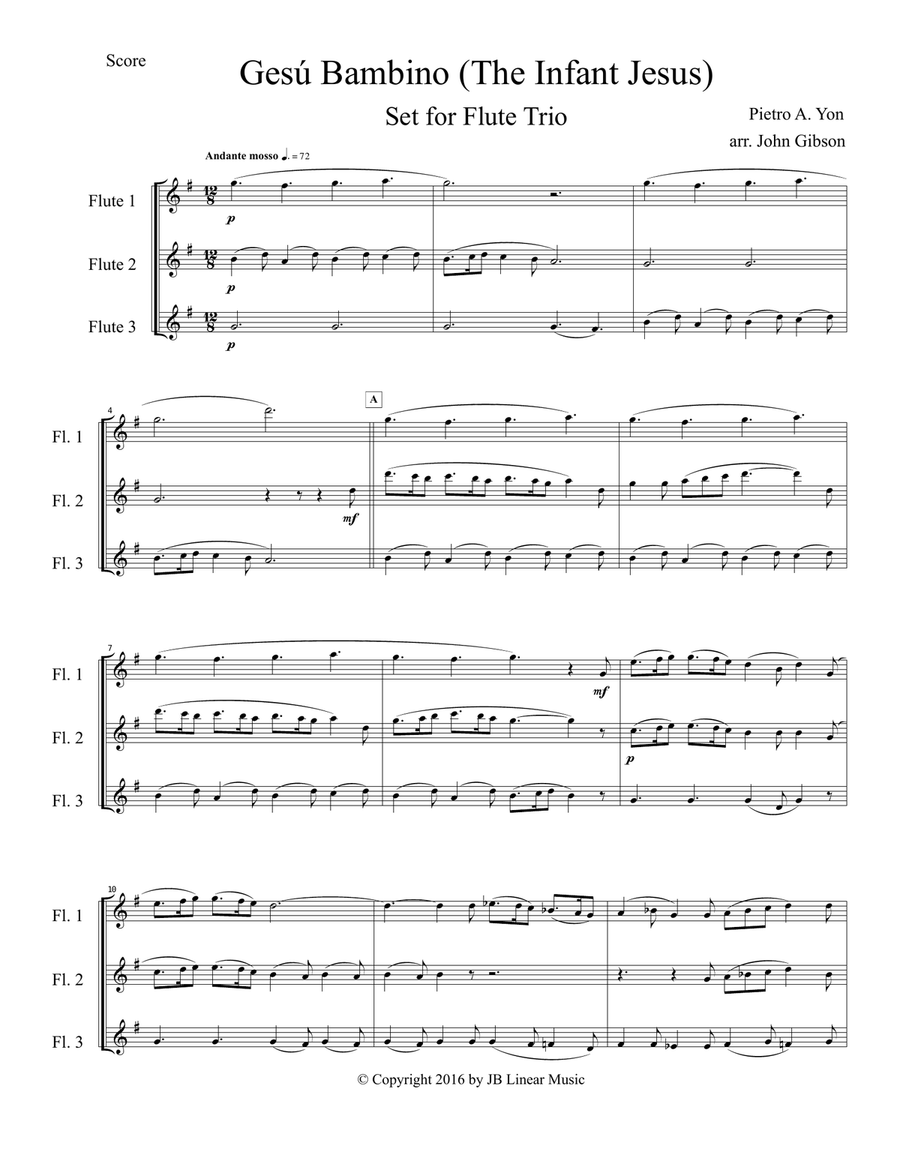 Gesu Bambino for Flute Trio Gesu Bambino for Flute Trio Flute Trio scores gallery preview page 2