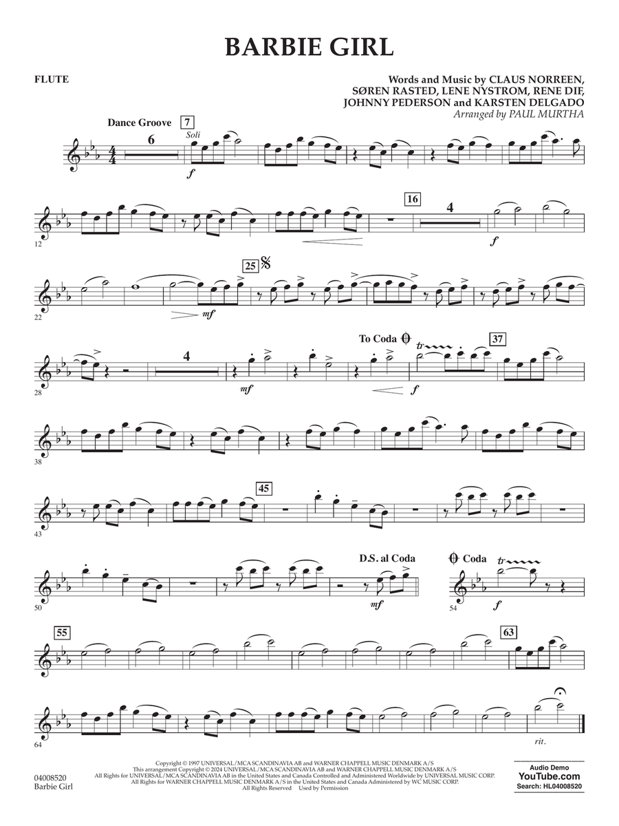 Barbie Girl (arr. Paul Murtha) - Flute Concert Band scores gallery preview page 1