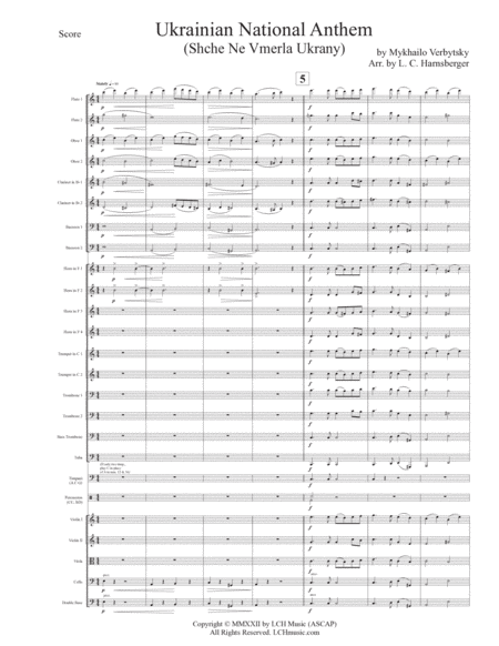Ukrainian National Anthem for Full Orchestra arr. Harnsberger image number null
