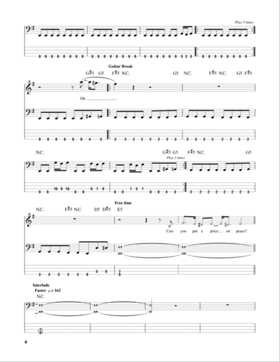 Peace Sells Guitar Tablature scores gallery preview page 4