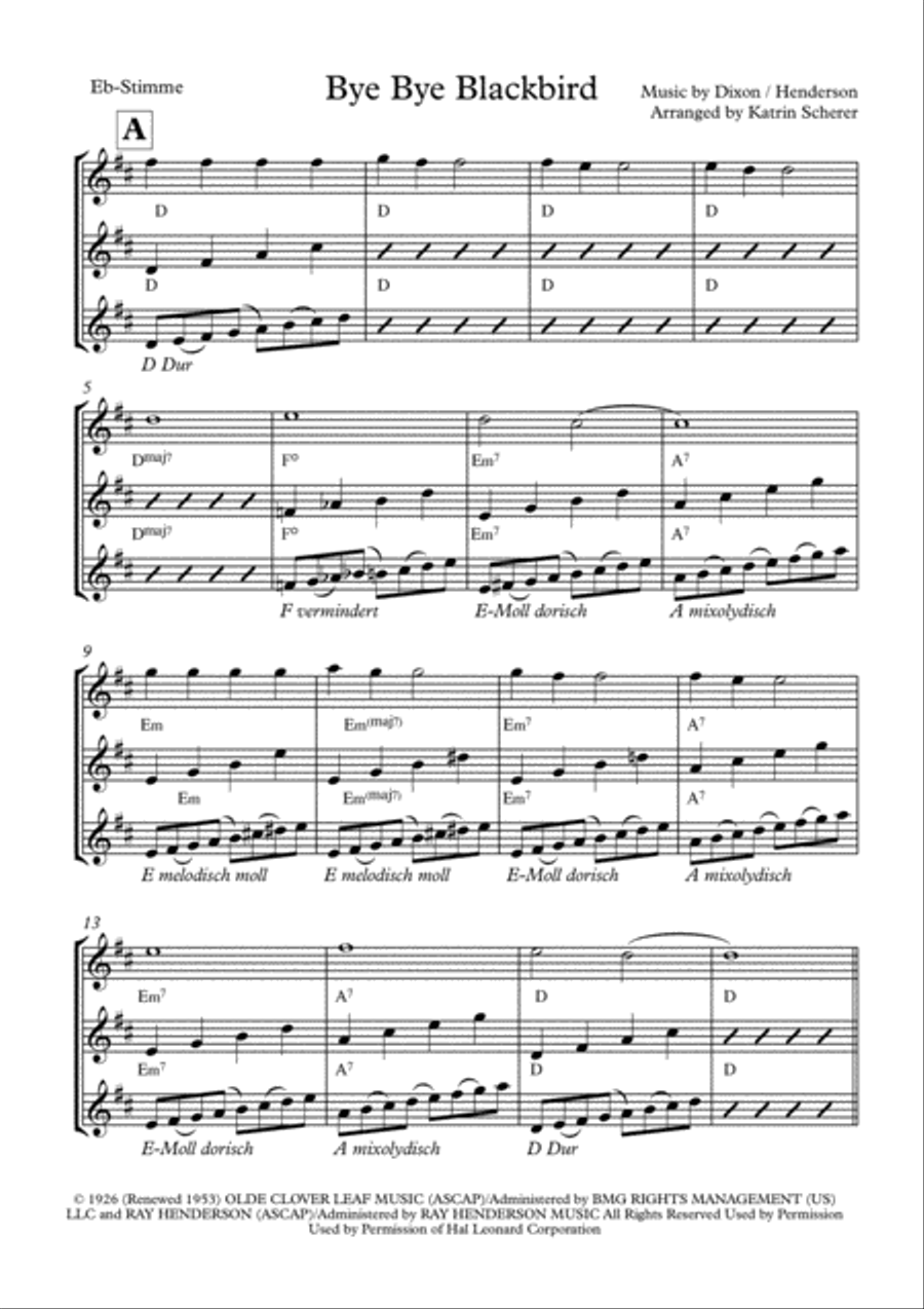 Bye Bye Blackbird Bye Bye Blackbird Alto Saxophone scores gallery preview page 1
